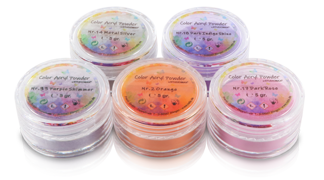 Poudre couleur acrylique pour les ongles